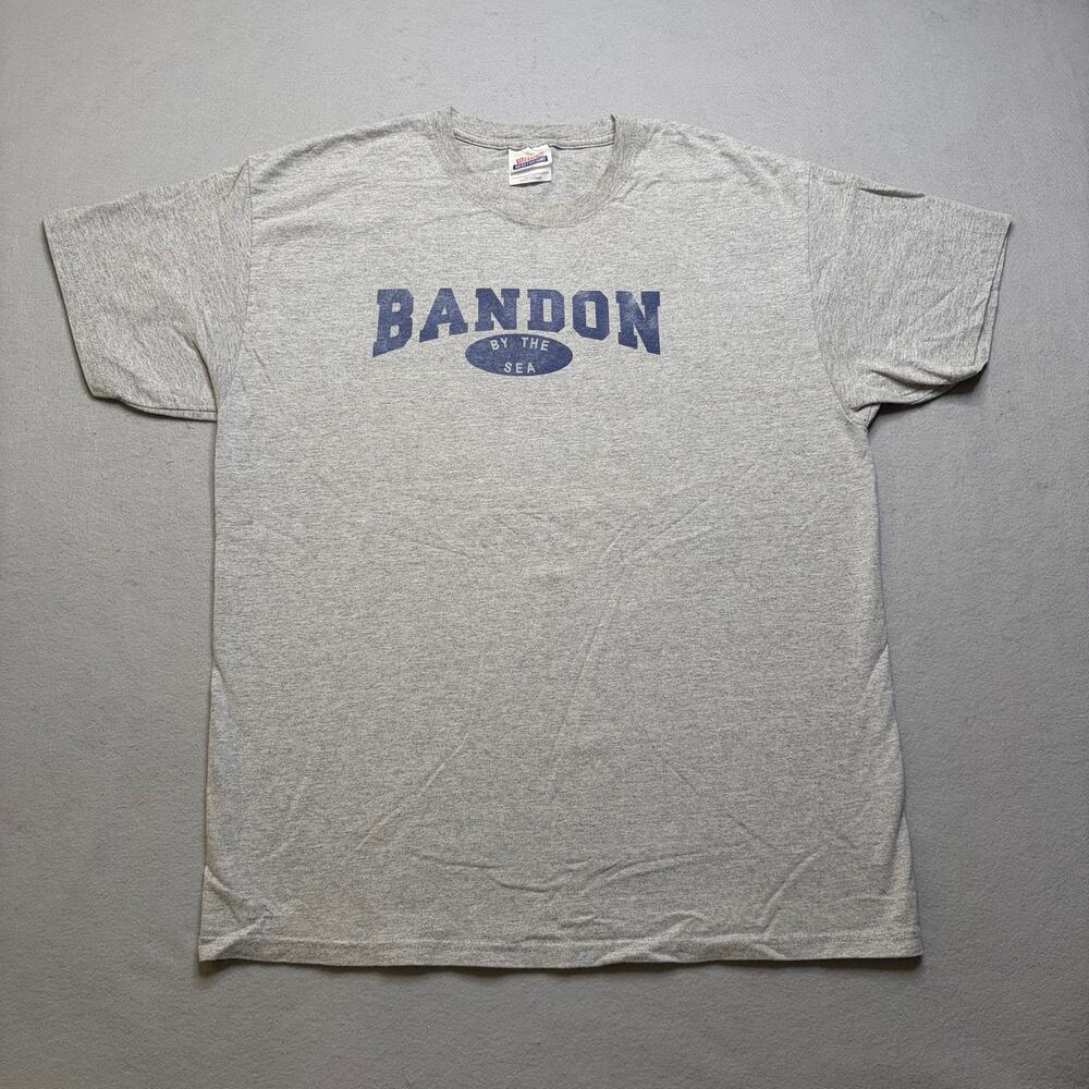 Vintage Bandon By The Sea Oregon T-Shirt Men’s Large Gray Hanes Heavyweight Tee